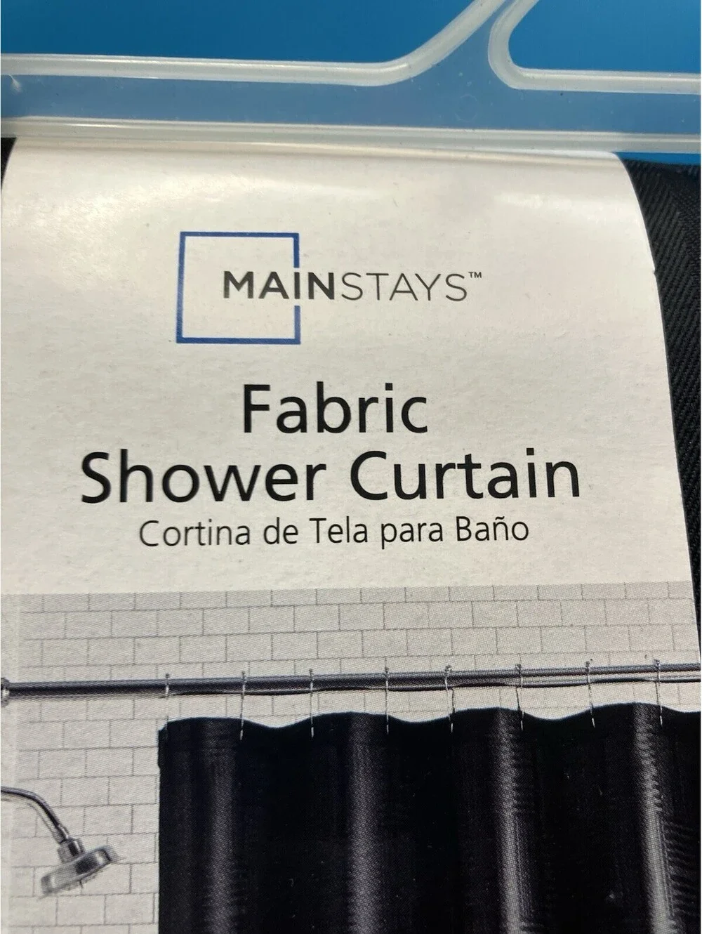 Mainstays Henderson Rich Black Basket Weave Fabric Shower Curtain-72 in x 72 in